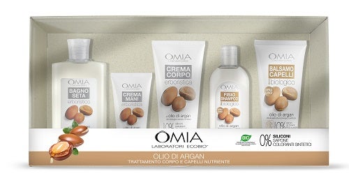 Omia Ecobio Argan Bagno Seta 400ml + Crema Mani 75ml + Crema Corpo 200ml + Shampoo 250ml + Balsamo 200ml-1