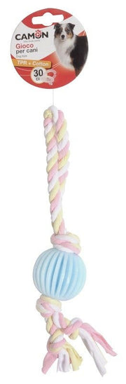 Camon palla in TPR con corda in tessuto gioco per cani 1 pezzo-1