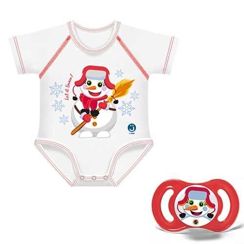 j Bimbi Baby Twin Set Pupazzo Di Neve Succhietto + Body Neonato Coordinati-1