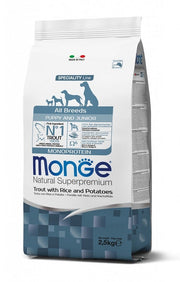 Monge Natural Superpremium All Breeds Trota con Riso e Patate Cibo Secco Cani Cuccioli Sacco 2.5Kg-1
