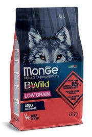 Monge B Wild Low Grain All Breeds con Cervo Cibo Secco Per Cani Adulti Sacco 2,5 Kg-1