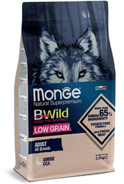 Monge B Wild Low Grain All Breeds con Oca Cibo Secco Per Cani Adulti Sacco 2,5 Kg-1