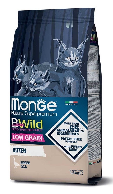 Monge B Wild Low Grain Con Oca Cibo Secco Per Gattini Sacco 1,5 kg-1
