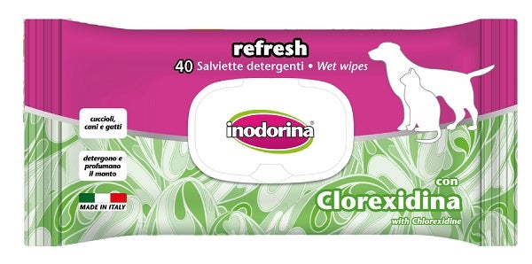 Inodorina Refresh Salviette Detergenti Alla Clorexidina Per Cani/Gatti 40 Salviette-1