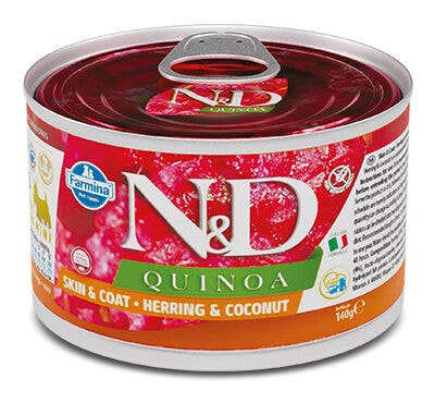 Farmina Natural & Delicious Quinoa Skin & Coat Mini Con Aringa E Cocco Per Cani Adulti 140g-2
