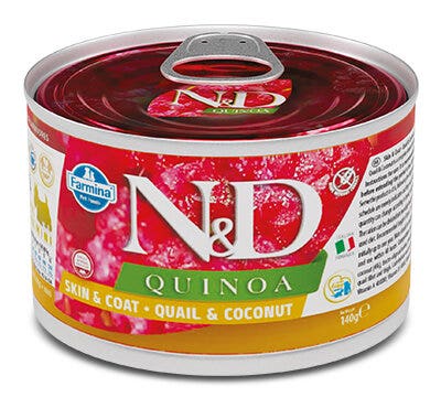 Farmina Natural & Delicious Quinoa Skin & Coat Mini Con Quaglia E Cocco Per Cani Adulti 140g-2