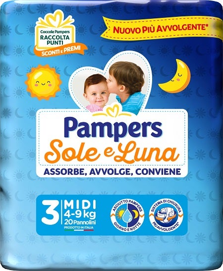 Pampers Sole Luna Pannolini Taglia 3 Midi (4-9 kg) 20 Pezzi-1