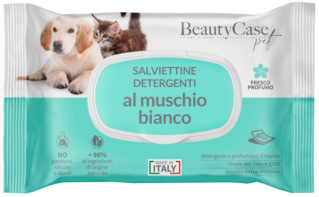 BeautyCase Salviettine Detergenti Per Cani E Gatti Muschio Bianco 40 Pezzi-1