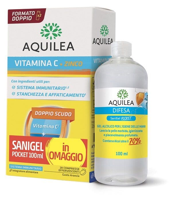Aquilea Vitamina C + Zinco 28 Compresse Effervescenti + Sanigel Pocket 100ml-2