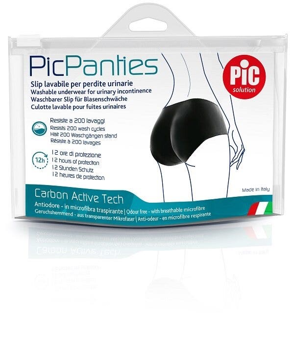 PicPanties Slip Lavabile per Perdite Urinarie Donna Livello 1 Nero Taglia L-1