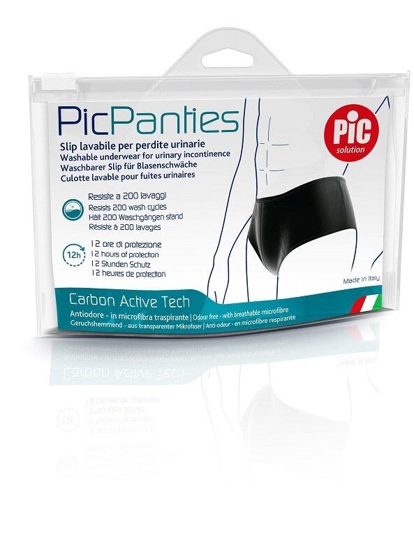 PicPanties Slip Lavabile per Perdite Urinarie Uomo Livello 2 Nero Taglia XL-1