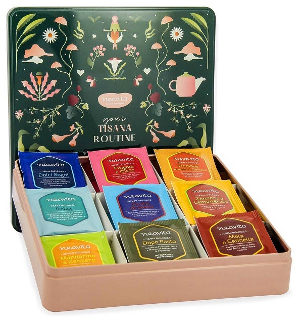 Neavita Cofanetto Tisana Routine In Latta Verde Con 36 Filtri Bio Assortiti-1