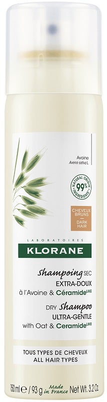 Klorane Shampoo Secco Extra-Delicato all'Avena & Ceramide Capelli Scuri 150ml-1