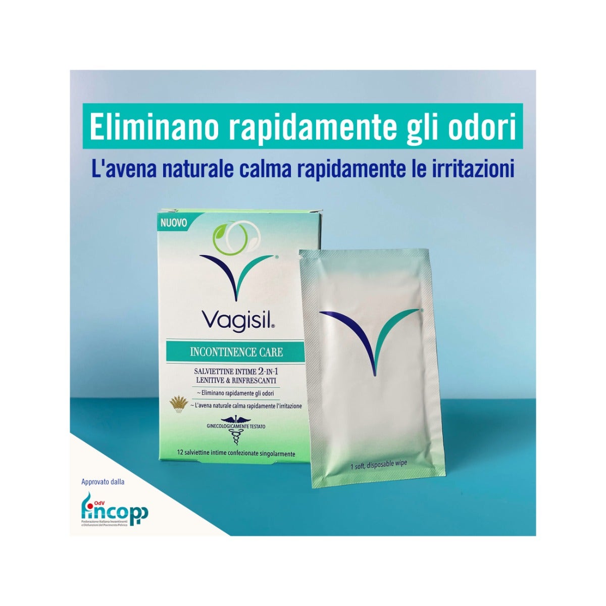 Vagisil Incontinence Care 12 Salviette Intime Lenitive E Rinfrescanti-3