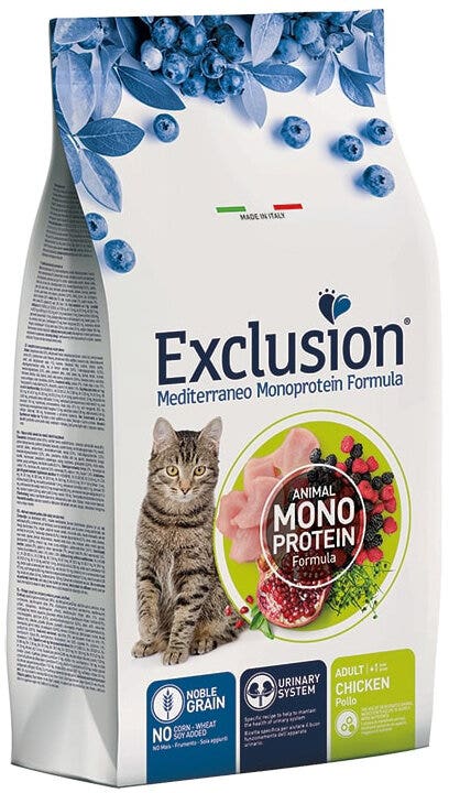 Exclusion Mediterraneo Monoprotein Noble Grain Cibo Secco Pollo Per Gatti Adulti 1,5kg-2