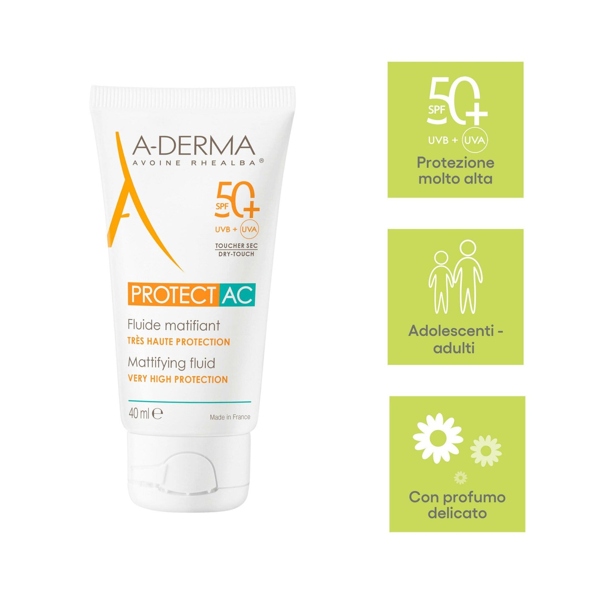 A-Derma Protect AC Fluido Opacizzante 40ml SPF50+-5