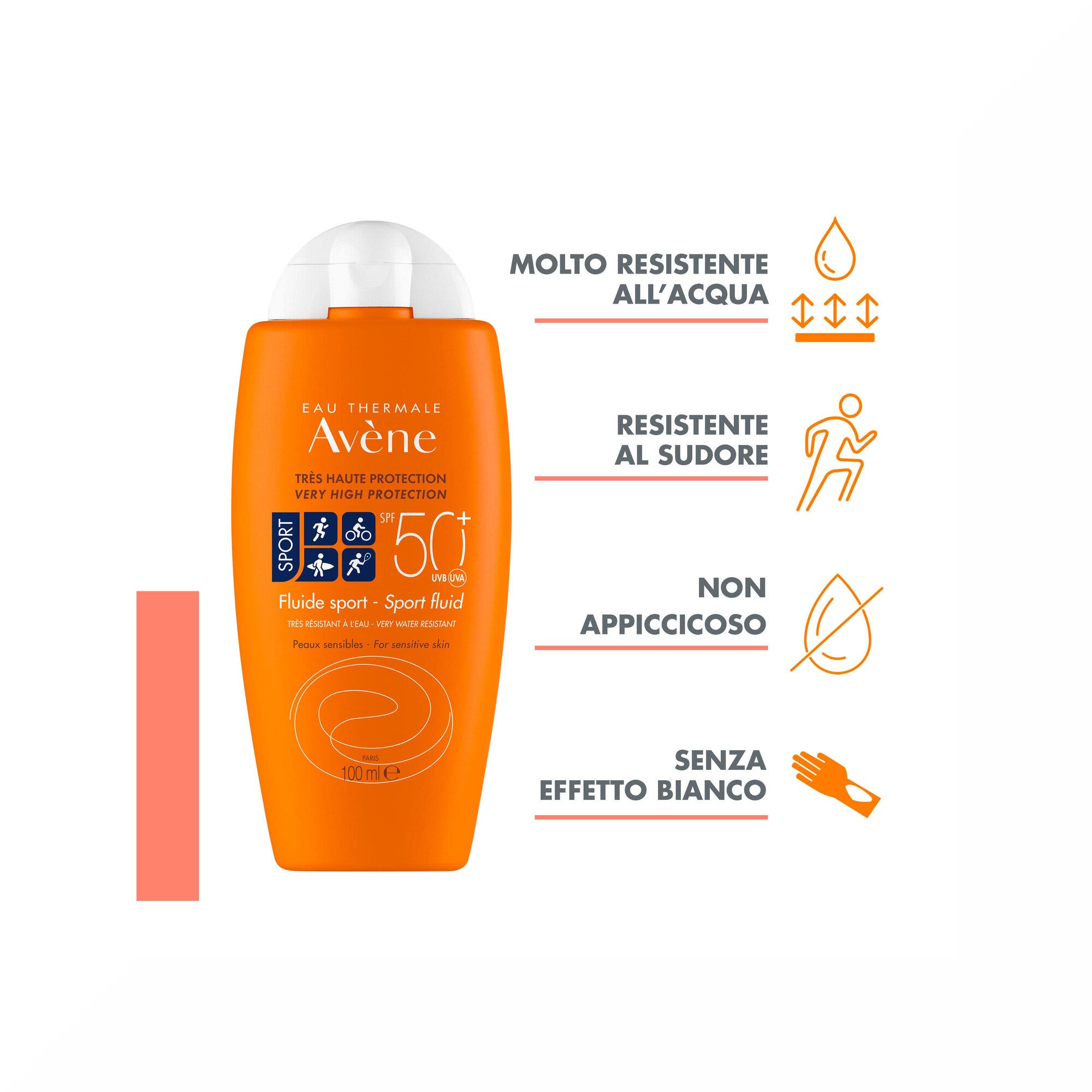 Eau Thermale Avene Protezione Solare Molto Alta Fluido Sport SPF 50+ 100ml-5