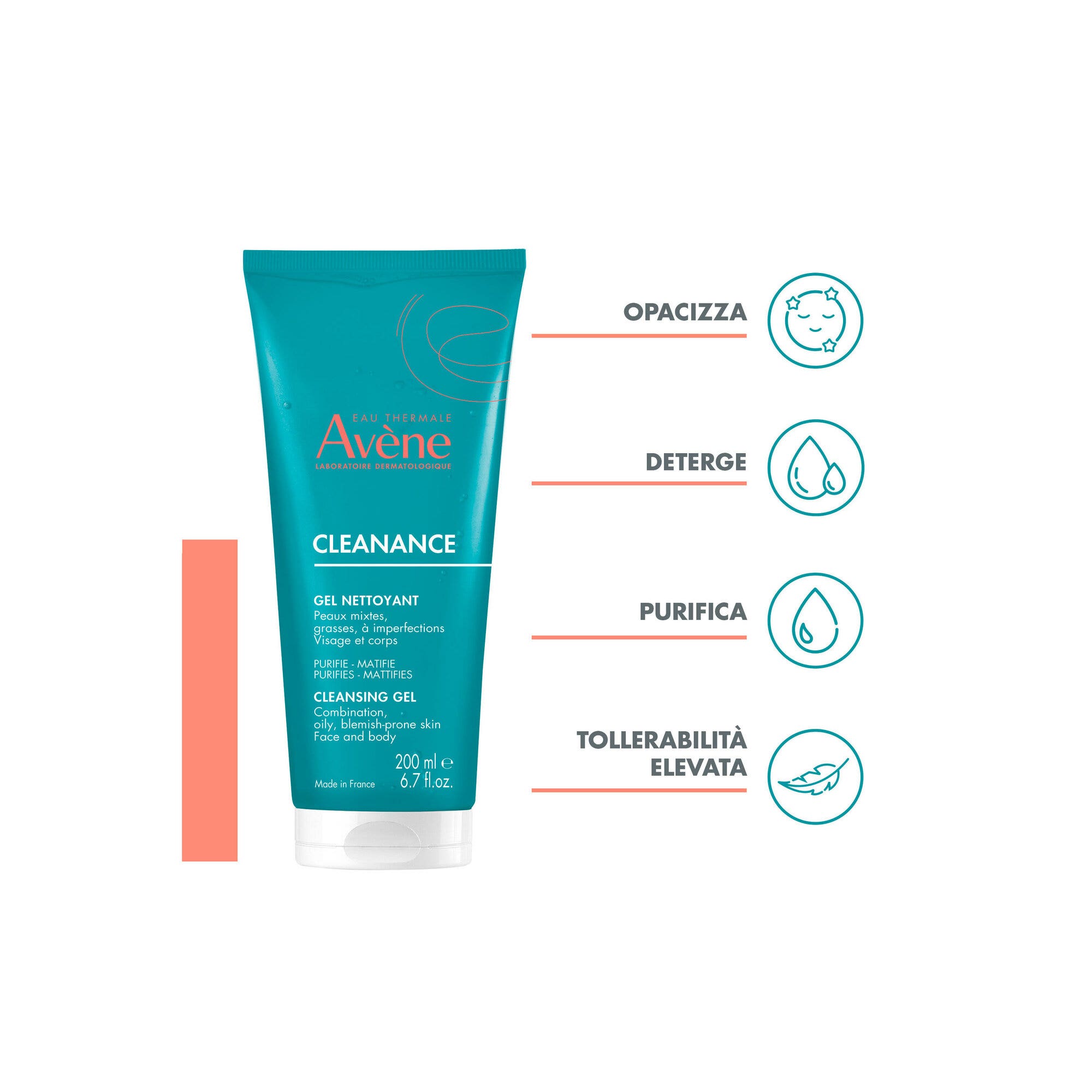 Eau Thermale Avène Cleanance Gel Detergente Purificante Pelle Grassa Con Imperfezioni 200ml-3