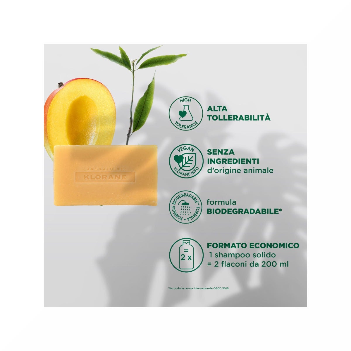 Klorane Shampoo Solido Mango Capelli Secchi 80g-12