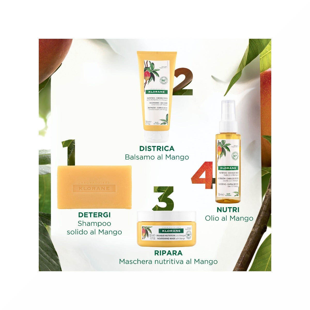 Klorane Shampoo Solido Mango Capelli Secchi 80g-13