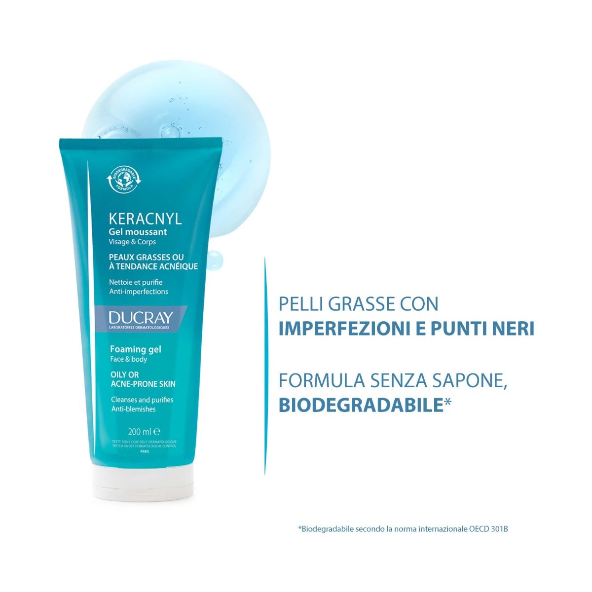 Ducray Keracnyl Gel Detergente Pelle Grassa 200ml-5