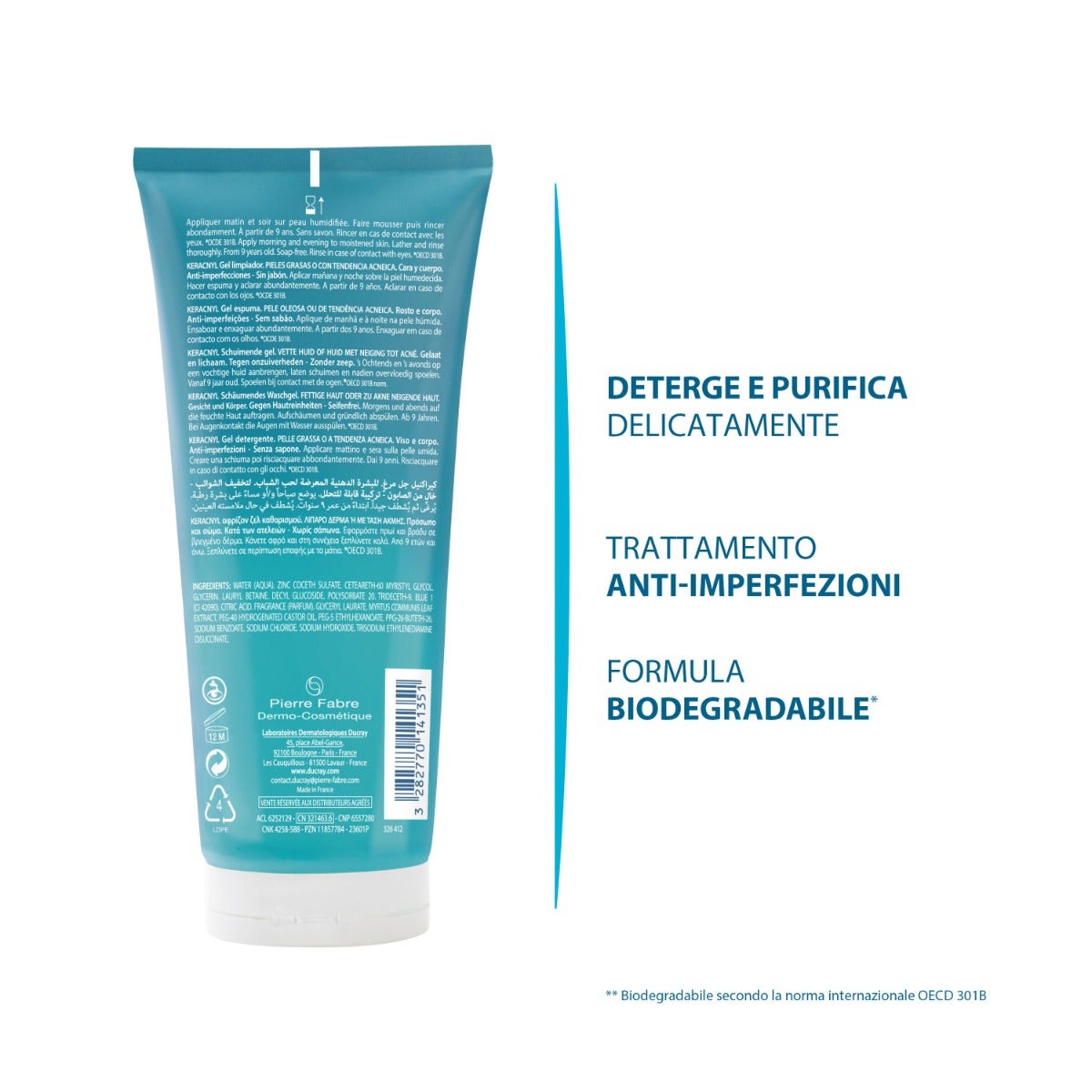 Ducray Keracnyl Gel Detergente Pelle Grassa 200ml-6