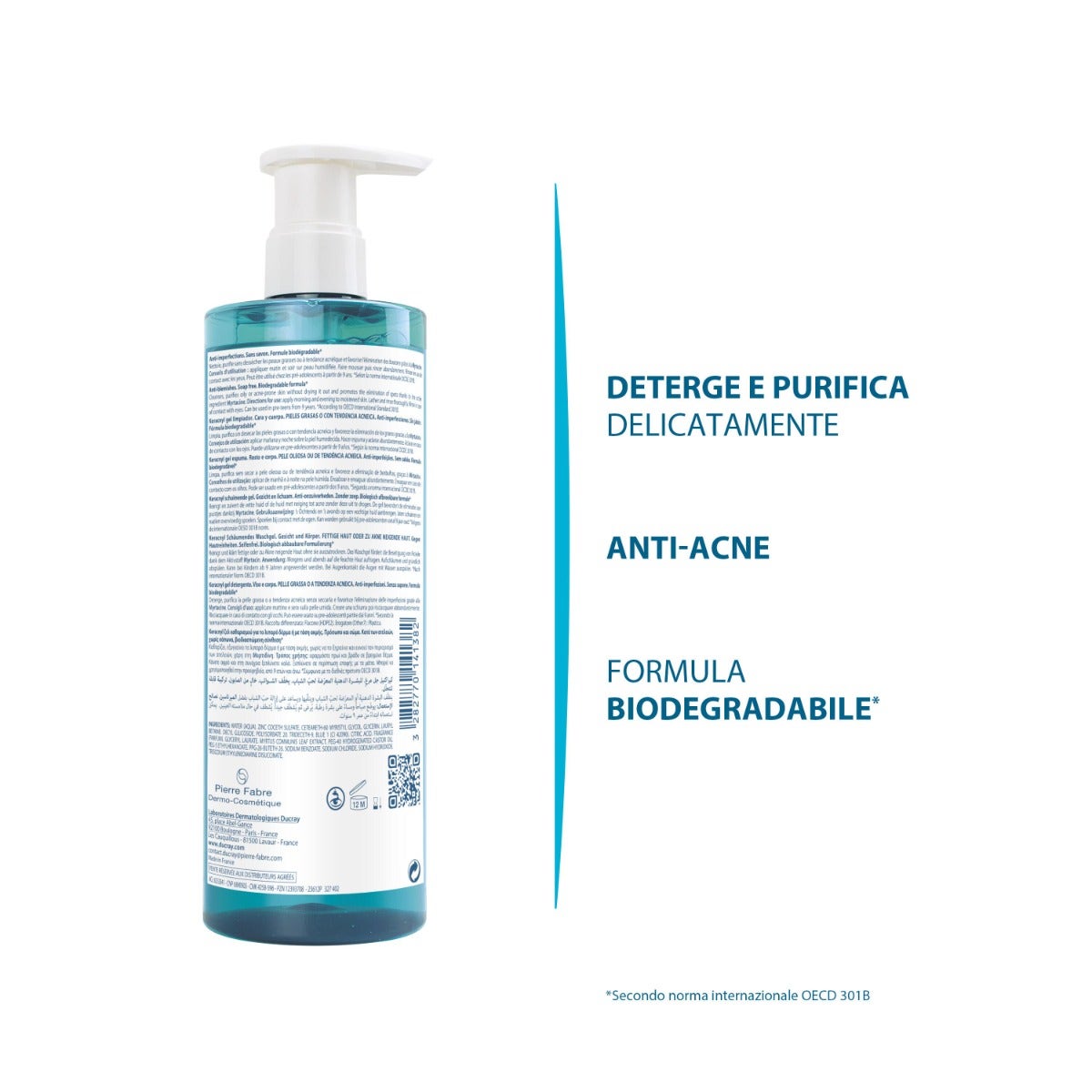 Ducray Keracnyl Gel Detergente Pelle Grassa 400ml-8