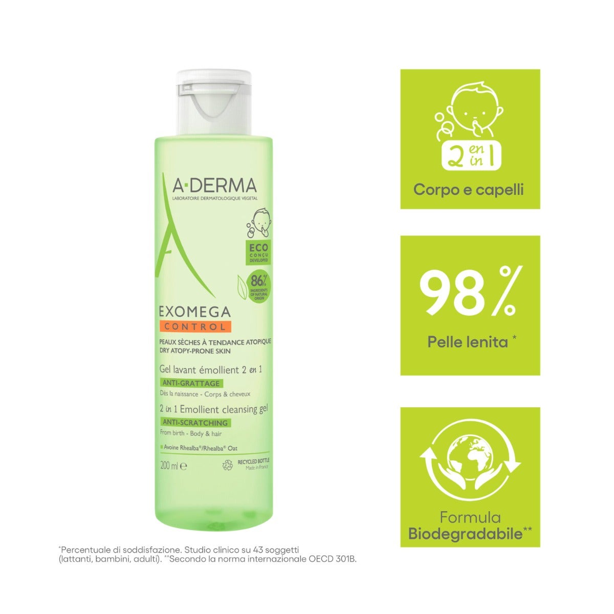 A-Derma Exomega Control Gel Detergente Emolliente 2 in 1 200ml-15