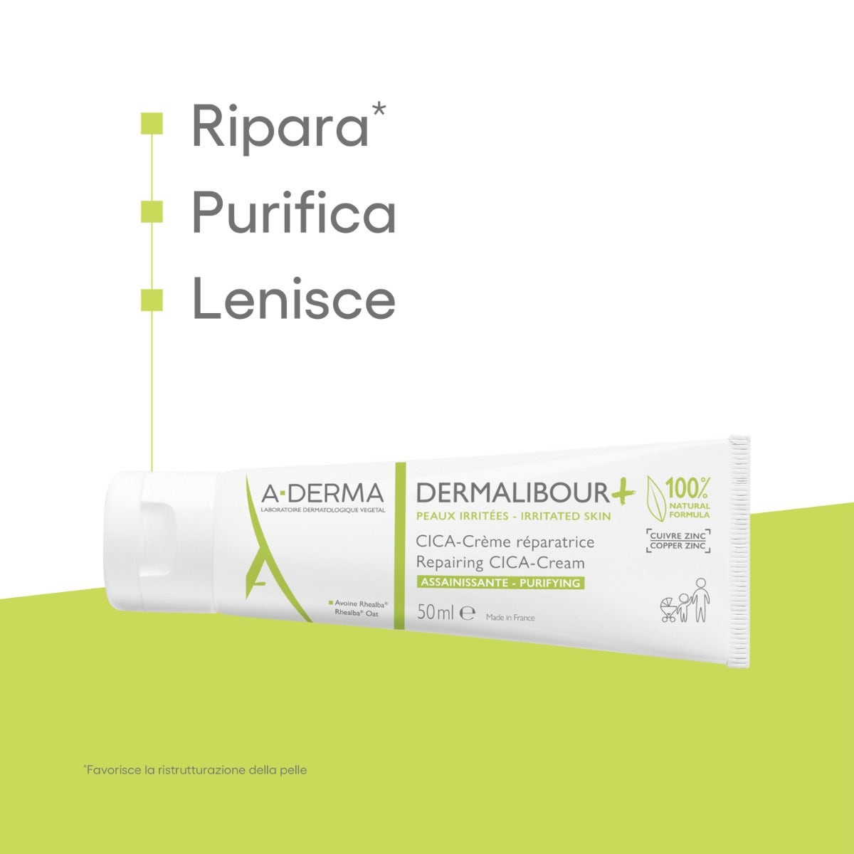 Aderma Dermalibour+ Cica-Crema Ristrutturante Purificante Pelli Irritabili 50ml-2