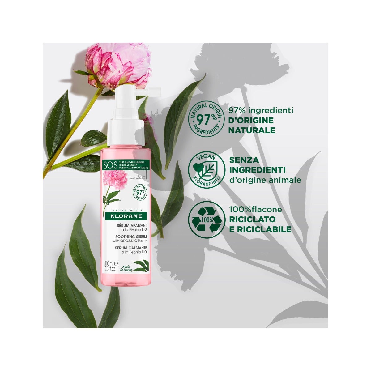 Klorane Siero Lenitivo alla Peonia Bio 100ml-2