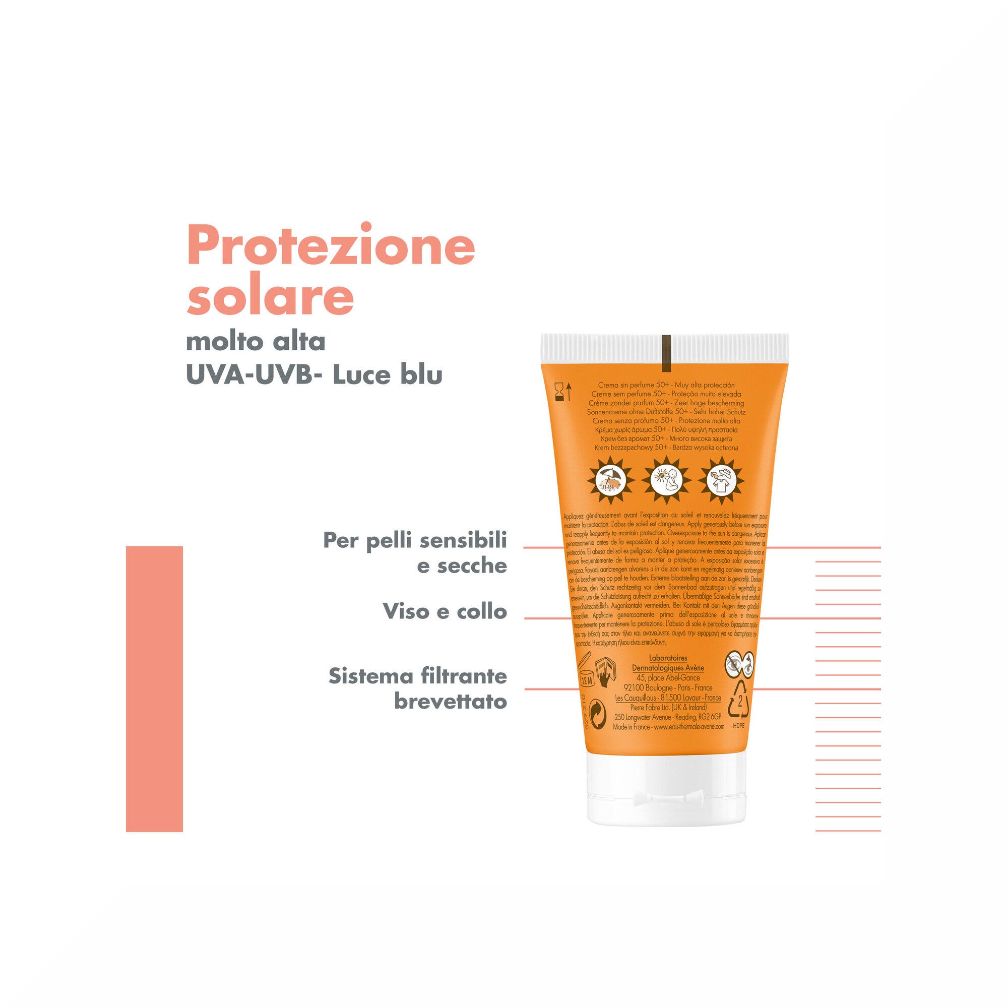 Avène Crema Senza Profumo SPF 50+ Solare Viso 50ml-7