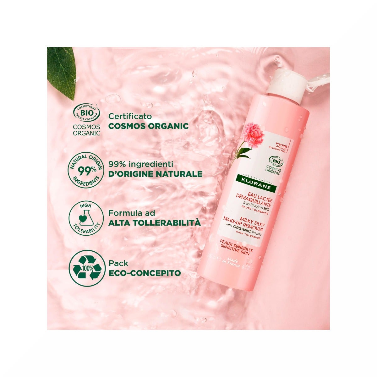 Klorane Acqua-Latte Struccante alla Peonia Bio Pelle Sensibile  200ml-1