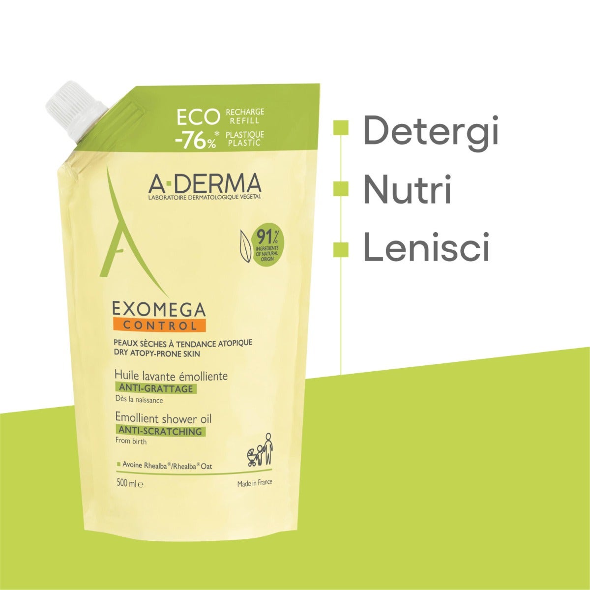 A-Derma Exomega Control Olio Lavante Emolliente Ricarica 500ml-5