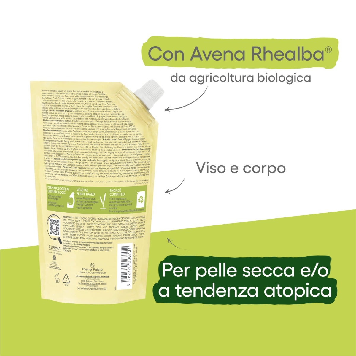 A-Derma Exomega Control Olio Lavante Emolliente Ricarica 500ml-6