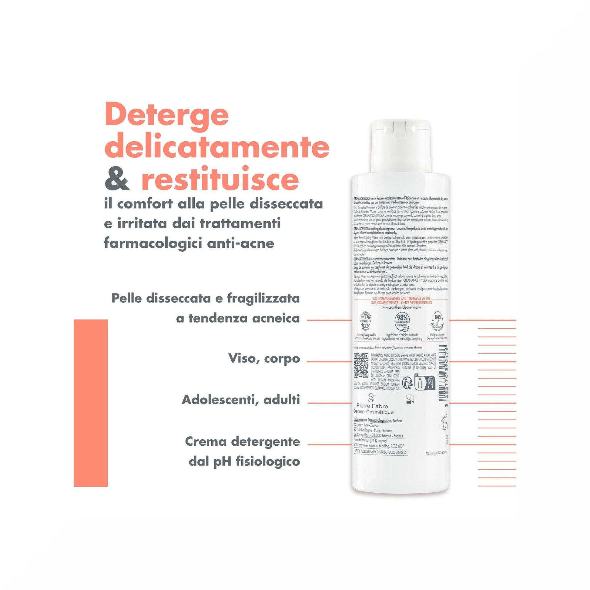 Eau Thermale Avène Cleanance Hydra Crema Detergente Lenitiva 200ml-4