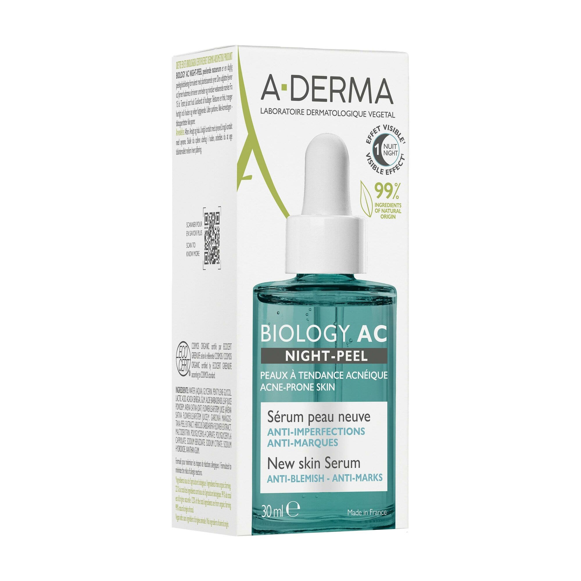 A-Derma Biology Ac Night-Peel Siero Anti-imperfezioni Anti-Segni Residui 30ml-3