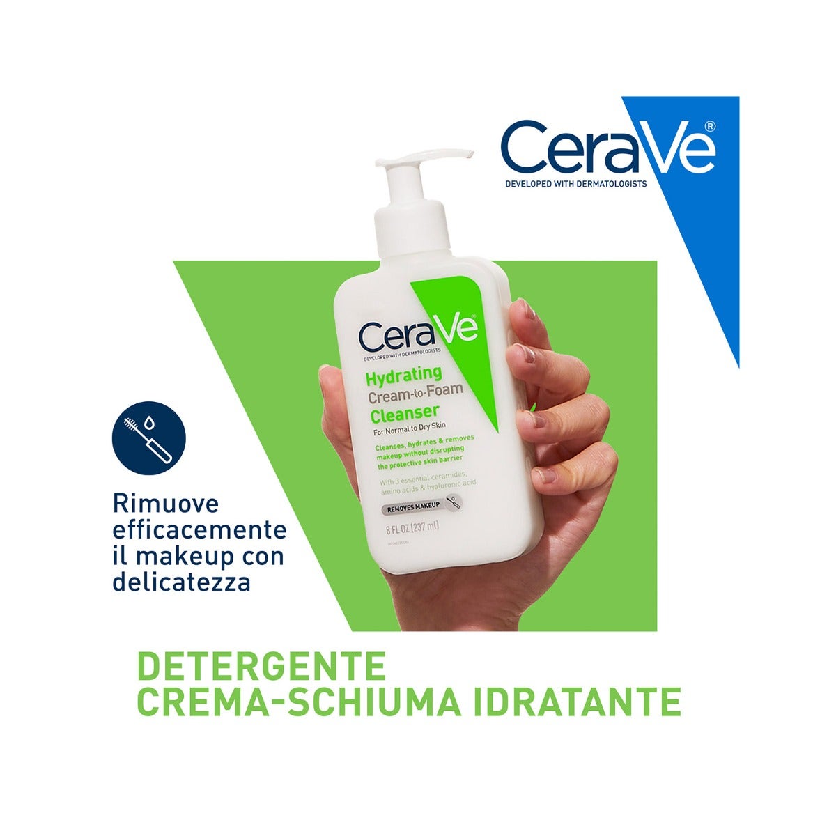 CeraVe Detergente Idratante Viso Pelle Da Normale A Secca Con Acido Ialuronico E Ceramidi 473 ml-11