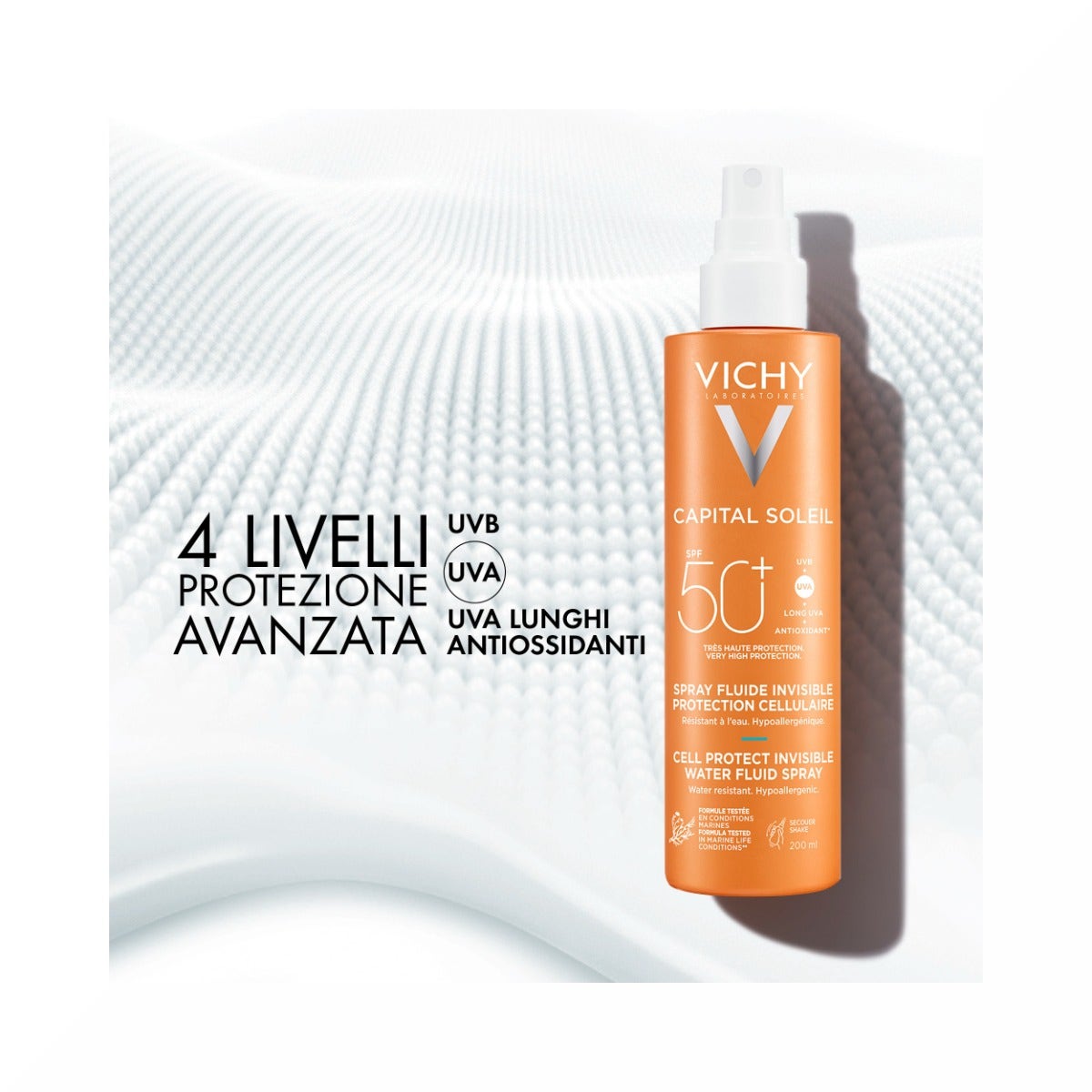 Vichy Capital Soleil Cell Protect Fluido Ultra Leggero Spray Protezione Alta SPF50 200ml-12