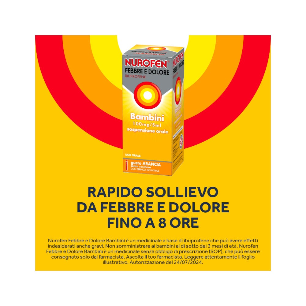 Nurofen Febbre Dolore Bambini 100mg/5ml Arancia 150ml-6