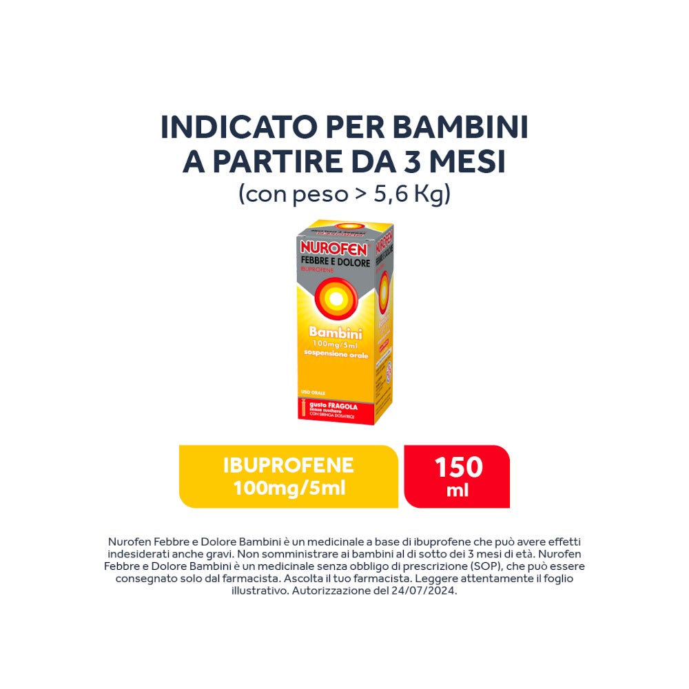 Nurofen Febbre Dolore Bambini 100mg/5ml Fragola 150ml-18
