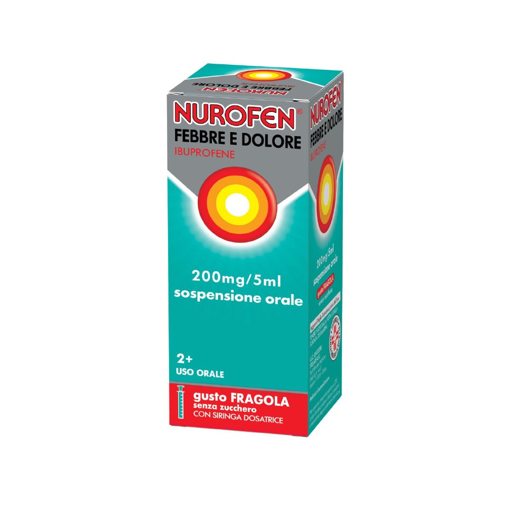 Nurofen Febbre Dolore Bambini 200mg/5ml Sospensione Orale Fragola 100ml-9