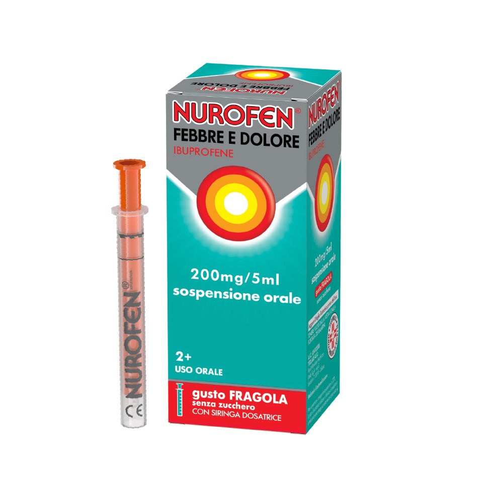 Nurofen Febbre Dolore Bambini 200mg/5ml Sospensione Orale Fragola 100ml-10