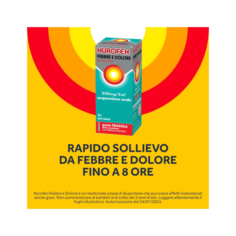 Nurofen Febbre Dolore Bambini 200mg/5ml Sospensione Orale Fragola 100ml-13