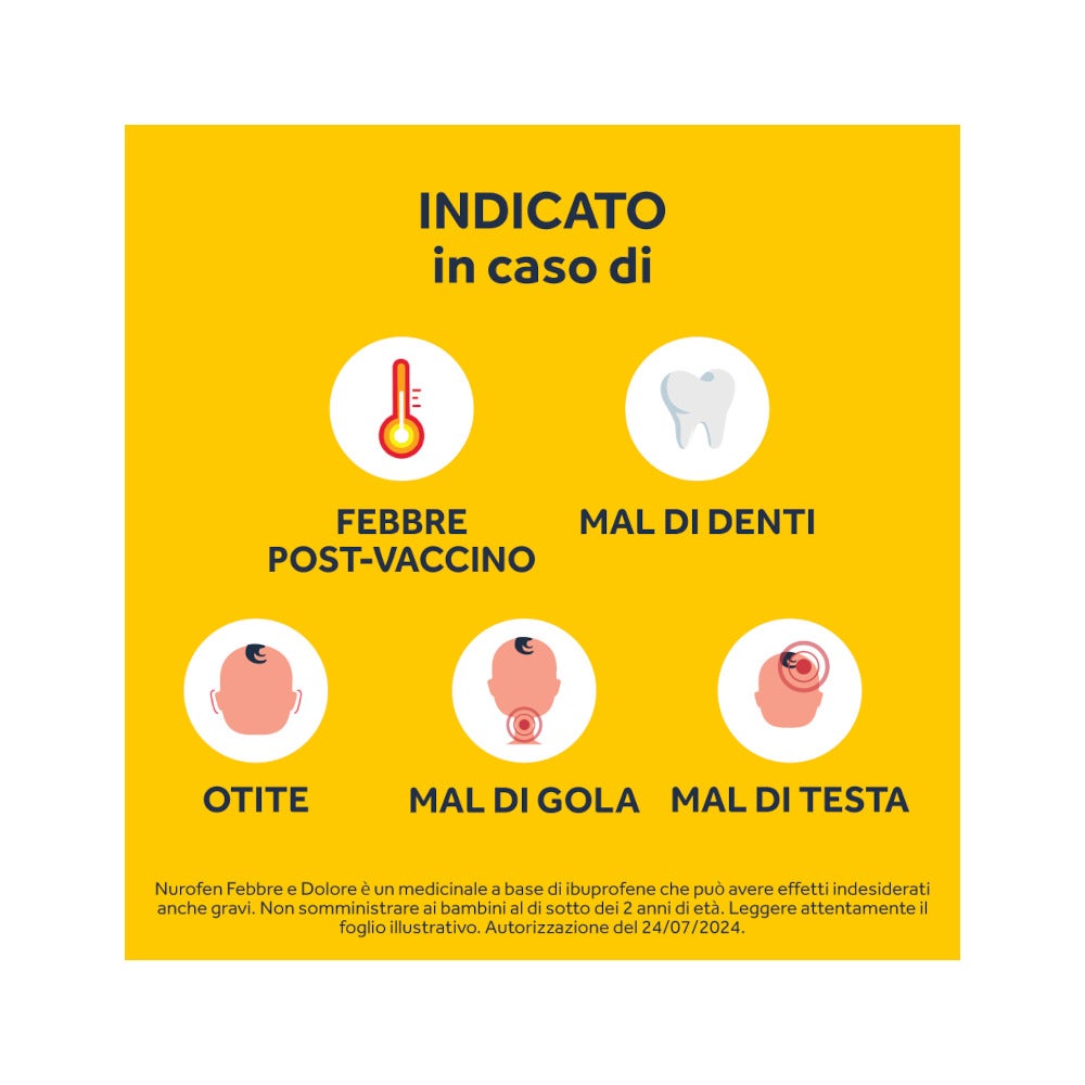 Nurofen Febbre Dolore Bambini 200mg/5ml Sospensione Orale Fragola 100ml-18