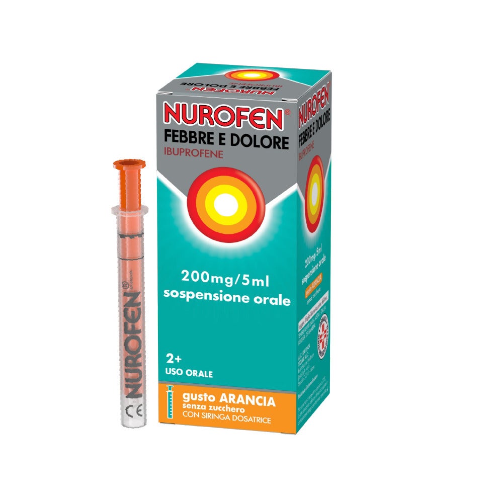 Nurofen Febbre E Dolore Bambini 200mg/5ml Sospensione Orale Arancia 100ml-1
