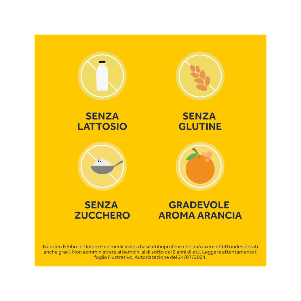 Nurofen Febbre E Dolore Bambini 200mg/5ml Sospensione Orale Arancia 100ml-7