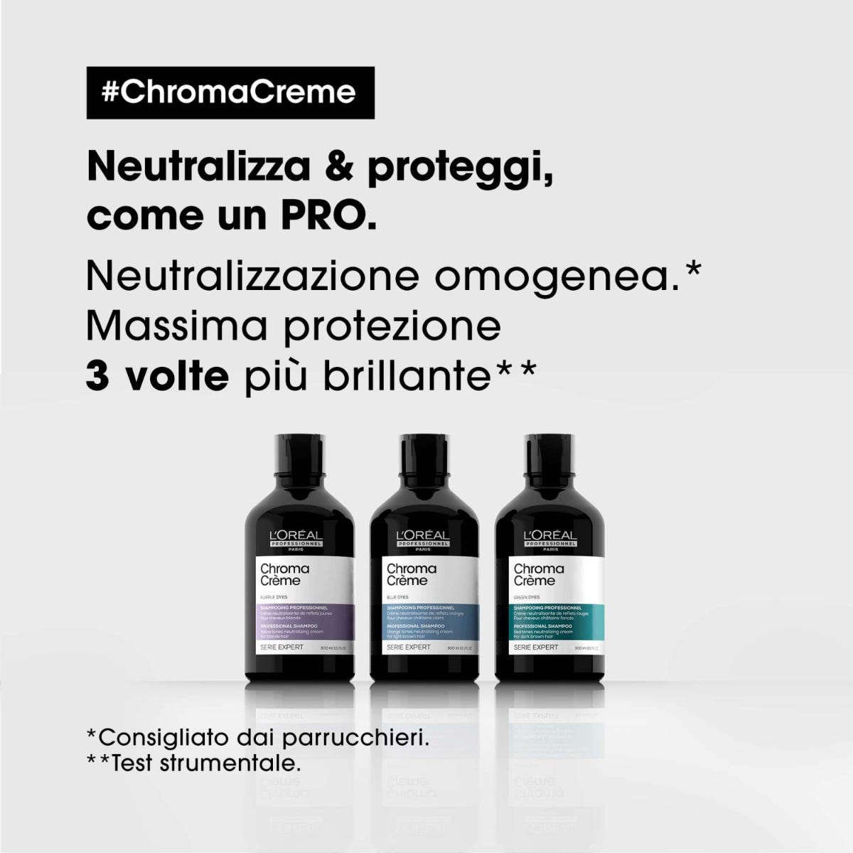 Chroma Creme - Shampoo Verde per capelli da marrone scuro a nero 300ml