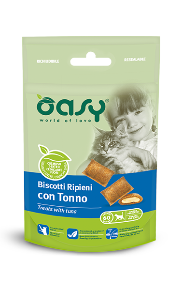 Oasy Biscotti Ripieni Con Tonno Per Gatti 60g-1