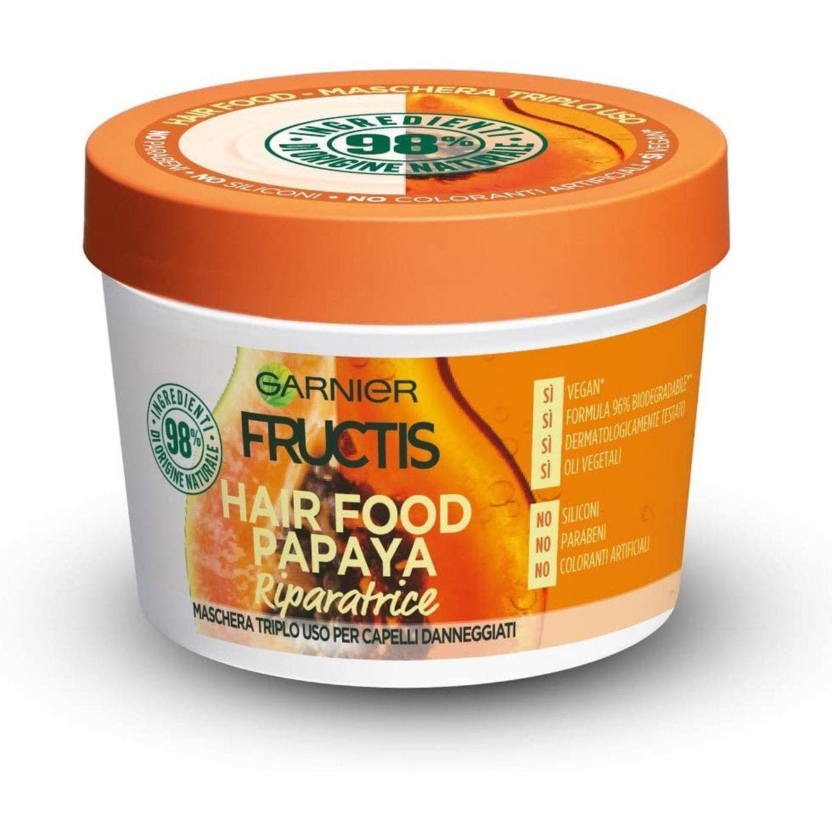 Garnier Fructis Hair Food Maschera Riparatrice Formula Vegana Papaya 390ml - 1