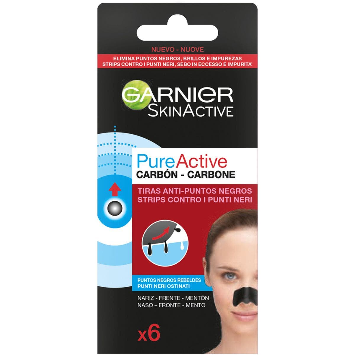Garnier Pure Active Charcoal Strips Viso Carbone Vegetale 4 Pezzi  - 1